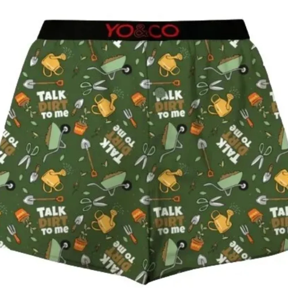 New YO & CO Talk Dirt To Me Boxer Briefs Cotton Button Fly Green Men L 36 - 38